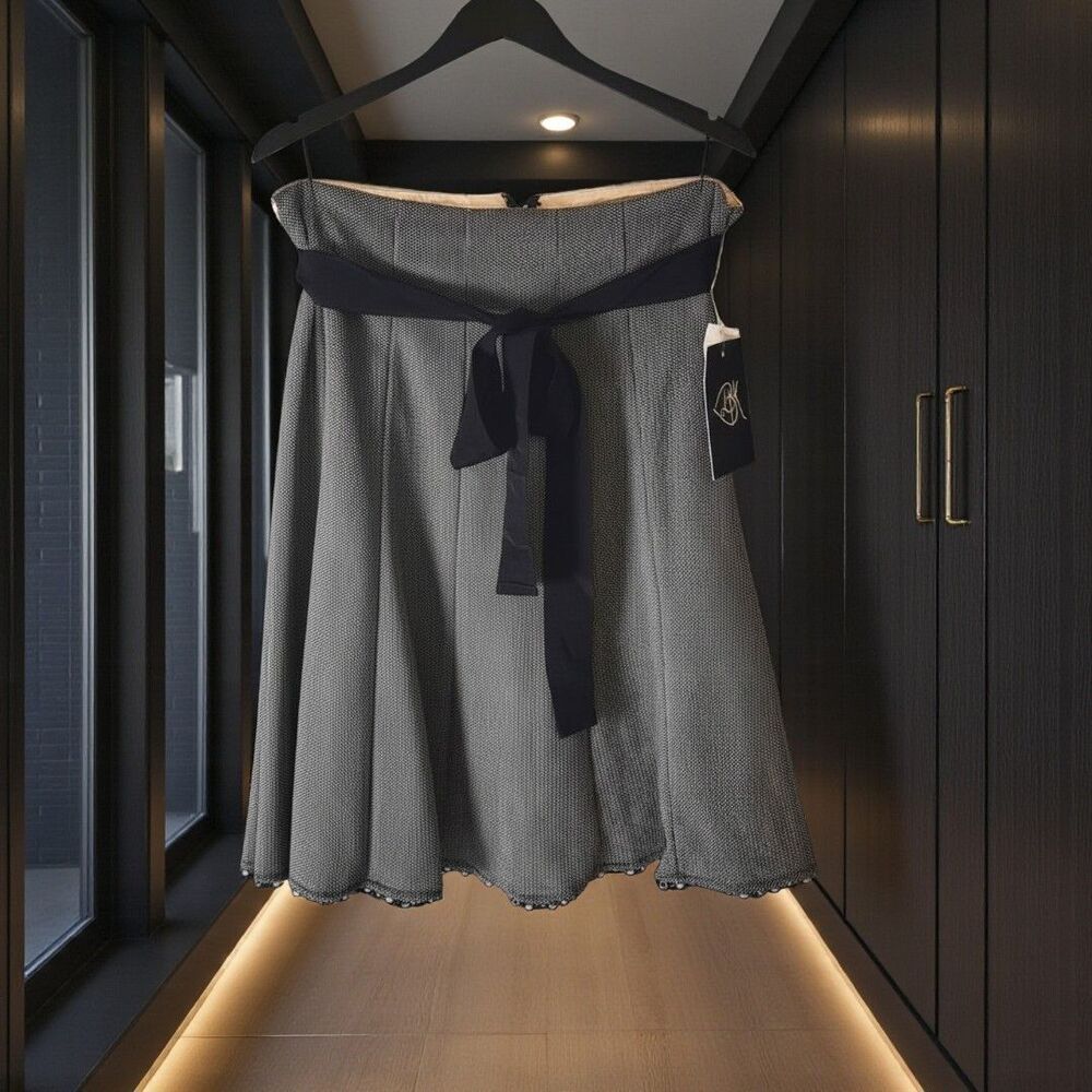 Coquette Tweed Mini Skirt NWT Sz 3 Black Lace Trim Dark Academia Gossip Girl